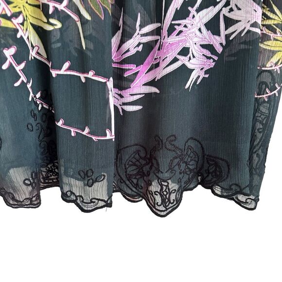 Sienna Rose Women L Sheer Tunic Floral Art Wear Bell Sleeve Coverup Boho Gothic - Picture 6 of 10